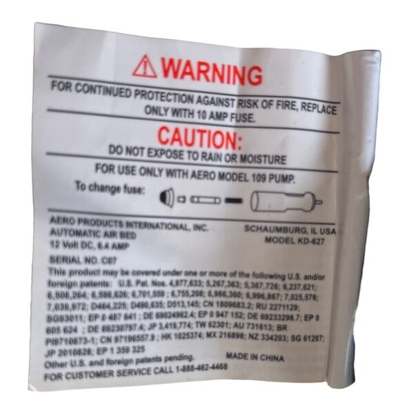 12V DC Car Power Adapter For Aero Automatic Air Bed KD-627 A449 - Picture 2 of 5